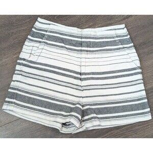 Joie Women's Shorts Black/White Striped Print Linen Size 4 High Rise Cotton (m)
